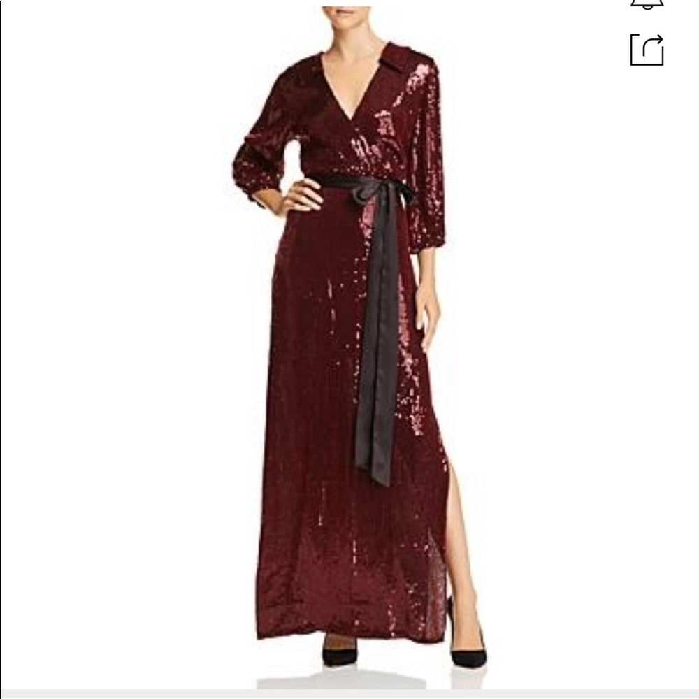Alice + Olivia Bayley Sequined Maxi Dress Burgundy